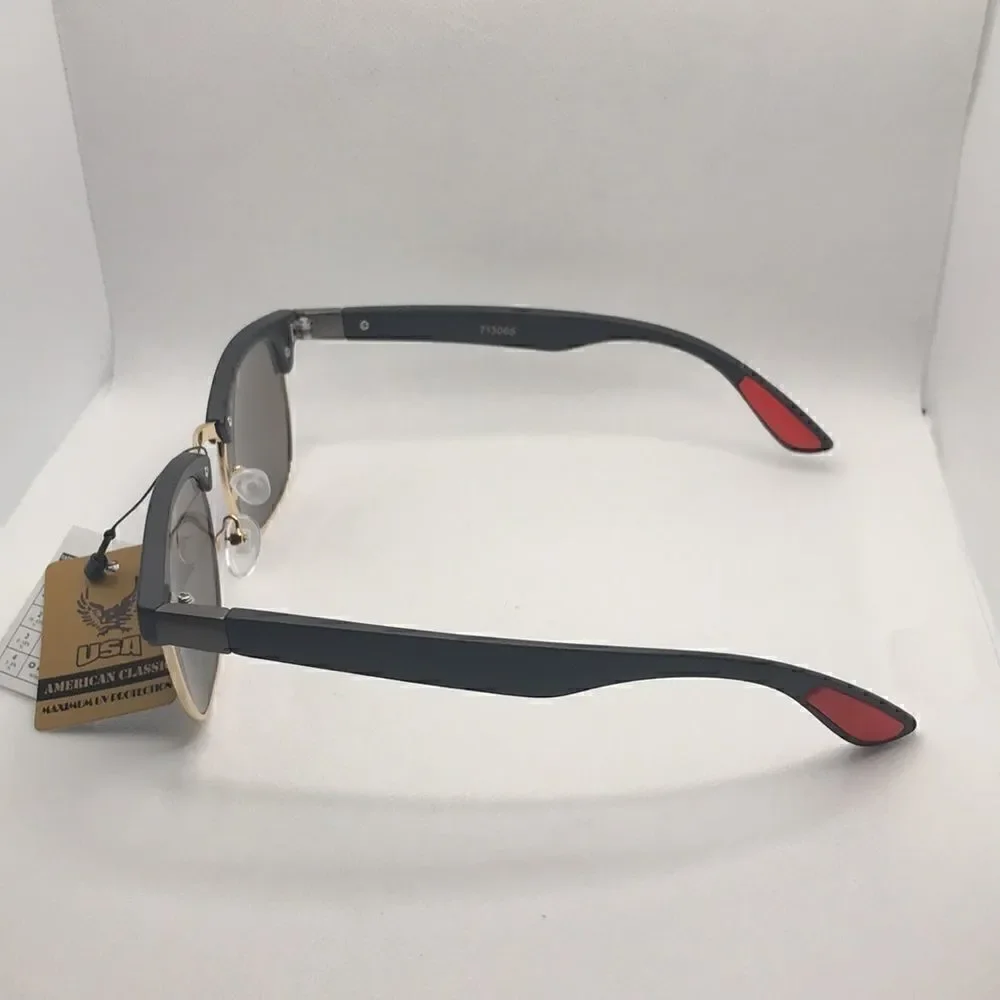 American Classic Retro Black Frame Blue Multi Lens